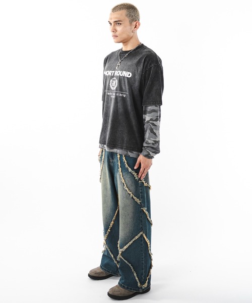 SHORT ROUND(ショートラウンド)の「SHORT ROUND/ブリーチエンブレムロゴT(Tシャツ/カットソー・メンズ・グレー/スミクロ・LARGE/MEDIUM)」の12枚目の写真