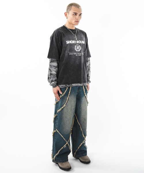 SHORT ROUND(ショートラウンド)の「SHORT ROUND/ブリーチエンブレムロゴT(Tシャツ/カットソー・メンズ・グレー/スミクロ・LARGE/MEDIUM)」の14枚目の写真