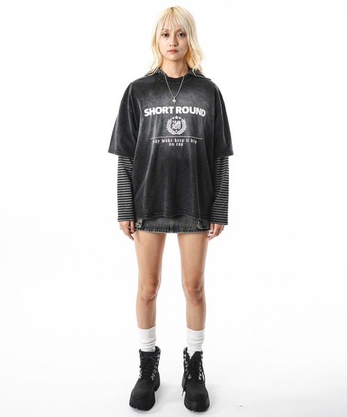 SHORT ROUND(ショートラウンド)の「SHORT ROUND/ブリーチエンブレムロゴT(Tシャツ/カットソー・メンズ・グレー/スミクロ・LARGE/MEDIUM)」の15枚目の写真