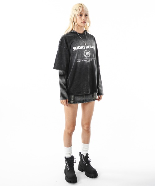 SHORT ROUND(ショートラウンド)の「SHORT ROUND/ブリーチエンブレムロゴT(Tシャツ/カットソー・メンズ・グレー/スミクロ・LARGE/MEDIUM)」の18枚目の写真