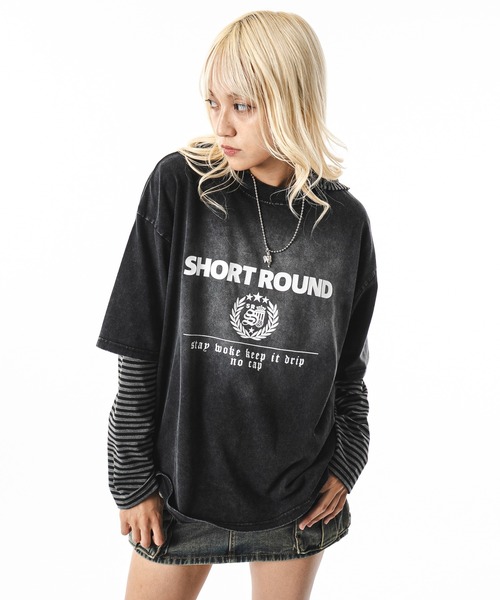 SHORT ROUND(ショートラウンド)の「SHORT ROUND/ブリーチエンブレムロゴT(Tシャツ/カットソー・メンズ・グレー/スミクロ・LARGE/MEDIUM)」の9枚目の写真