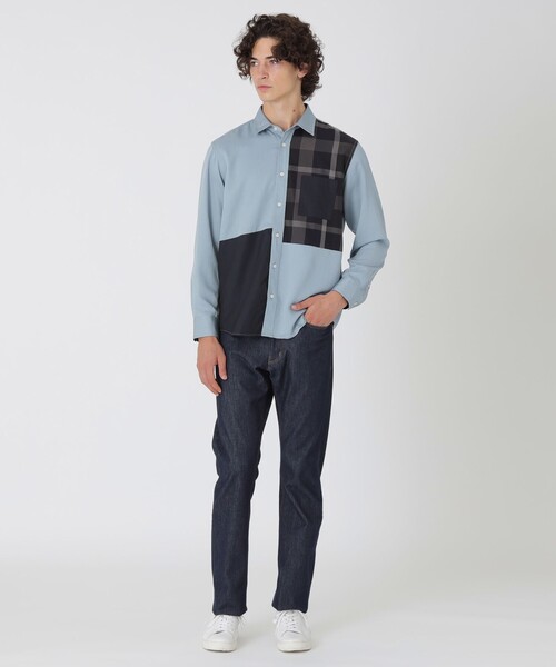 BLACK LABEL CRESTBRIDGE（ブラックレーベル・クレストブリッジ）の「デニムライクパッチワークシャツ（シャツ/ブラウス・メンズ・ネイビー/ブルー系その他2・L/M/XL/S）」の3枚目の写真