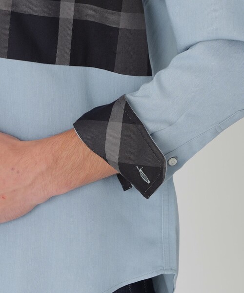 BLACK LABEL CRESTBRIDGE（ブラックレーベル・クレストブリッジ）の「デニムライクパッチワークシャツ（シャツ/ブラウス・メンズ・ネイビー/ブルー系その他2・L/M/XL/S）」の6枚目の写真