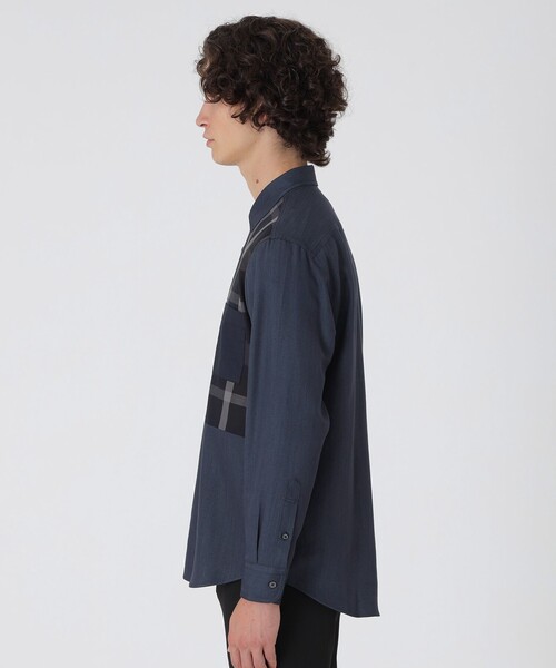 BLACK LABEL CRESTBRIDGE（ブラックレーベル・クレストブリッジ）の「デニムライクパッチワークシャツ（シャツ/ブラウス・メンズ・ネイビー/ブルー系その他2・L/M/XL/S）」の9枚目の写真