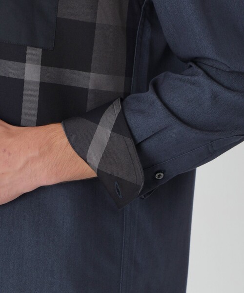 BLACK LABEL CRESTBRIDGE（ブラックレーベル・クレストブリッジ）の「デニムライクパッチワークシャツ（シャツ/ブラウス・メンズ・ネイビー/ブルー系その他2・L/M/XL/S）」の11枚目の写真