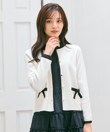 ストライプデザイン カーディガン風ジャケット ストライプ柄ジャカードニットカーディガン - グレー | ZARA