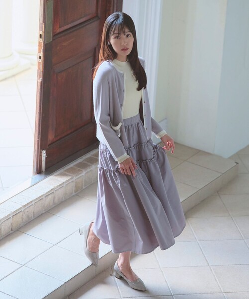 Feroux（フェルゥ）の「バイカラーリボンニット カーディガン（カーディガン/ボレロ・レディース・ホワイト系/スカイブルー系/ブラック系・F）」の9枚目の写真