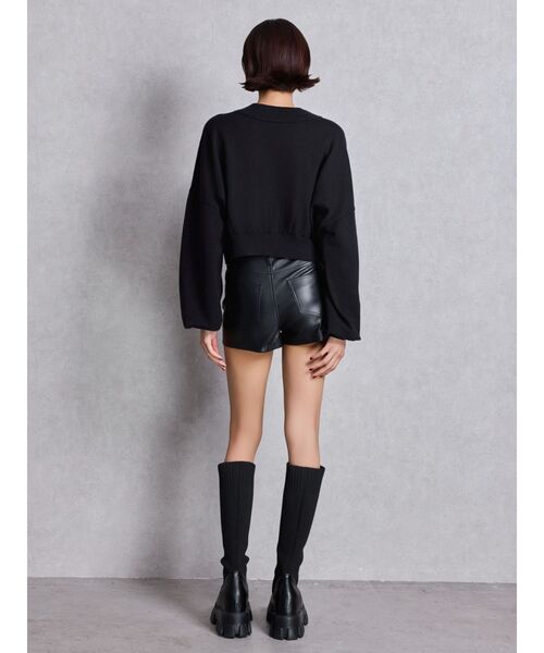 GYDA（ジェイダ）の「GGインターシャニットトップス（ニット/セーター・レディース・パープル/ブラック/オフホワイト・FREE）」の8枚目の写真