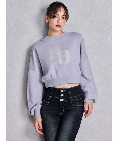 GYDA（ジェイダ）の「GGインターシャニットトップス（ニット/セーター・レディース・パープル/ブラック/オフホワイト・FREE）」の14枚目の写真