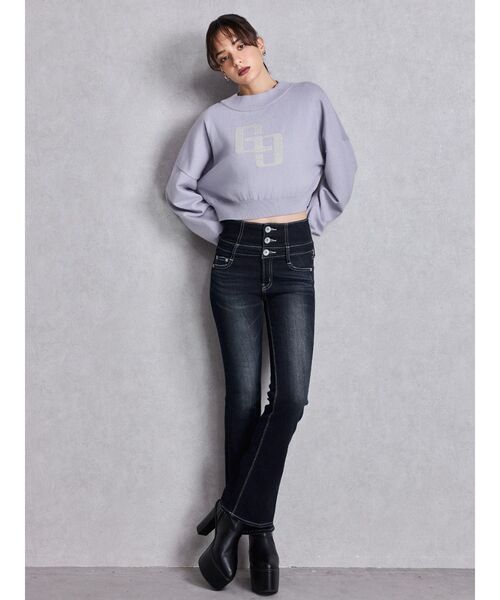 GYDA（ジェイダ）の「GGインターシャニットトップス（ニット/セーター・レディース・パープル/ブラック/オフホワイト・FREE）」の16枚目の写真