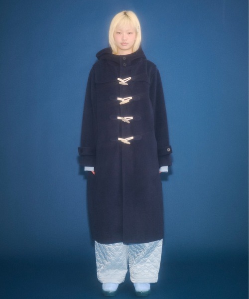 high-neck hooded long duffle coat / ハイフードロングダッフルコート
