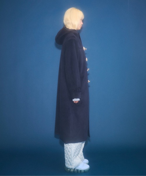 セール】high-neck hooded long duffle coat / ハイフードロング