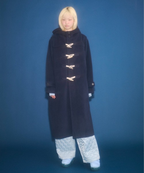 セール】high-neck hooded long duffle coat / ハイフードロング