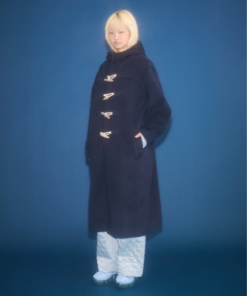 セール】high-neck hooded long duffle coat / ハイフードロング