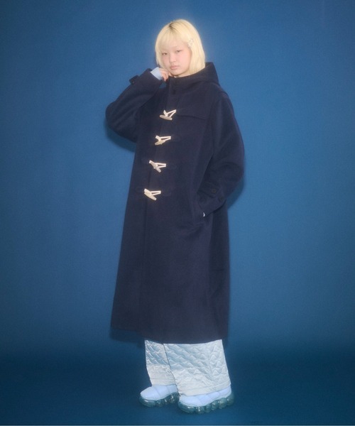 セール】high-neck hooded long duffle coat / ハイフードロング