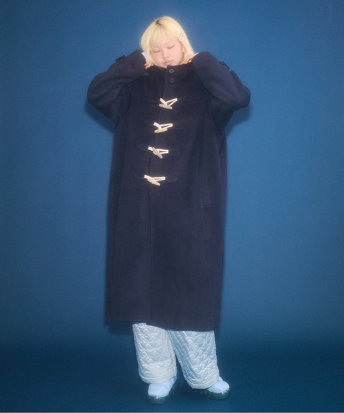 セール】high-neck hooded long duffle coat / ハイフードロング