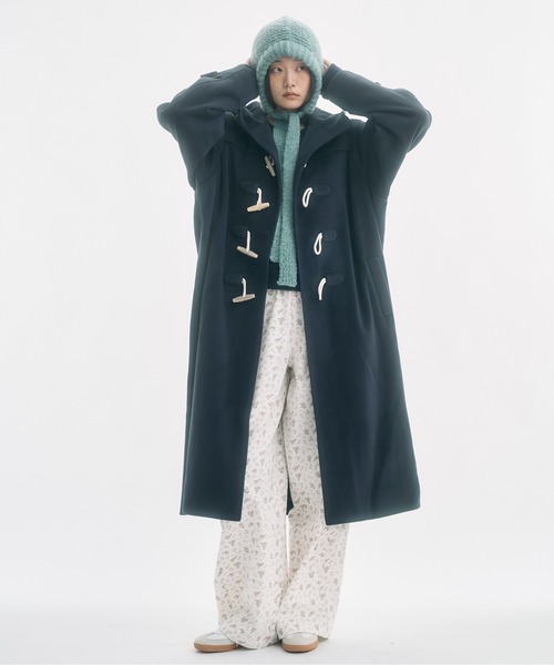 セール】high-neck hooded long duffle coat / ハイフードロング