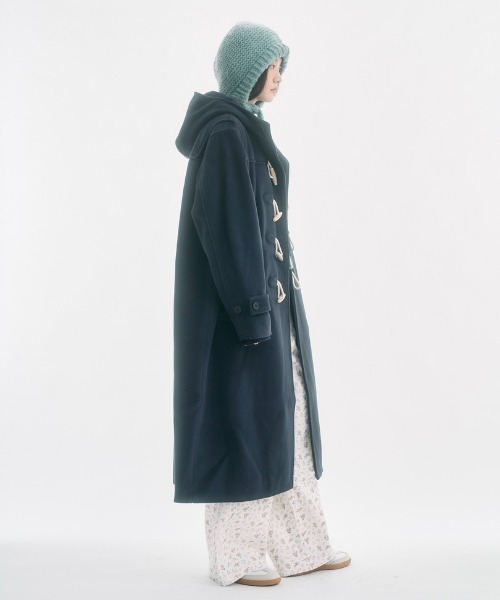 high-neck hooded long duffle coat / ハイフードロングダッフルコート