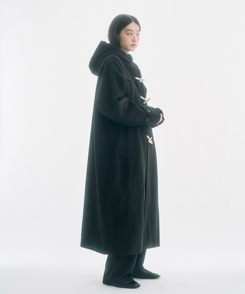 high-neck hooded long duffle coat / ハイフードロングダッフルコート