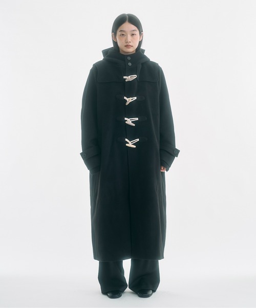 セール】high-neck hooded long duffle coat / ハイフードロング