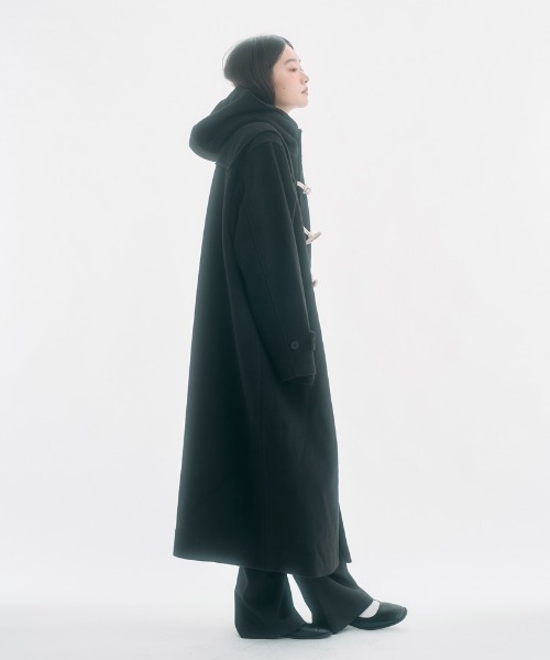 high-neck hooded long duffle coat / ハイフードロングダッフルコート
