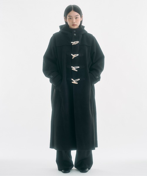 willfully フード付きブラックダッフルコート WILLFULLY（ウィルフリー）の「tent toggle jersey melton various