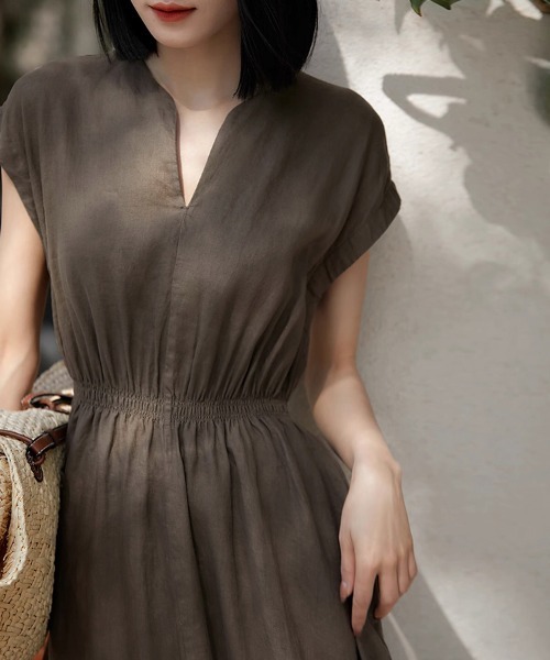 ONEP STAR（ワンピスター）の「キーネックロングワンピース（ワンピース・レディース・カーキ/ブルー・MEDIUM/LARGE/X-LARGE）」の7枚目の写真