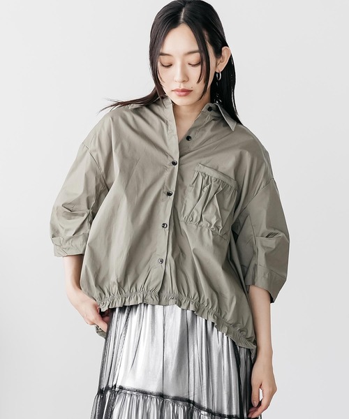 mili an deni（ミリアンデニ）の「裾ギャザーミリタリーシャツ（シャツ/ブラウス・レディース・オフホワイト/ブラック/カーキ・M）」の3枚目の写真