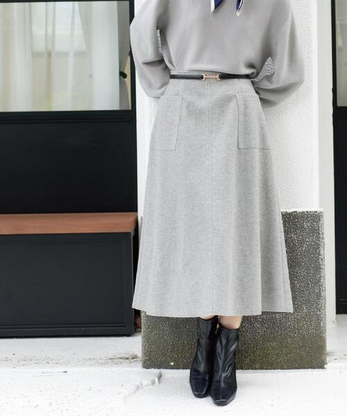 OPAQUE.CLIP（オペークドットクリップ）の「ウールライクフレアスカート【洗濯機OK】（スカート・レディース・チャコールグレー/グレー/キャメル・40/38/42）」の3枚目の写真