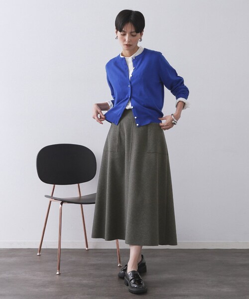 OPAQUE.CLIP（オペークドットクリップ）の「ウールライクフレアスカート【洗濯機OK】（スカート・レディース・チャコールグレー/グレー/キャメル・40/38/42）」の5枚目の写真