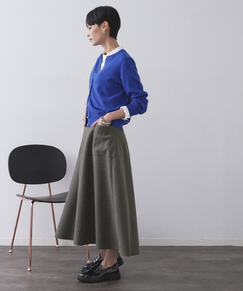 OPAQUE.CLIP（オペークドットクリップ）の「ウールライクフレアスカート【洗濯機OK】（スカート・レディース・チャコールグレー/グレー/キャメル・40/38/42）」の6枚目の写真