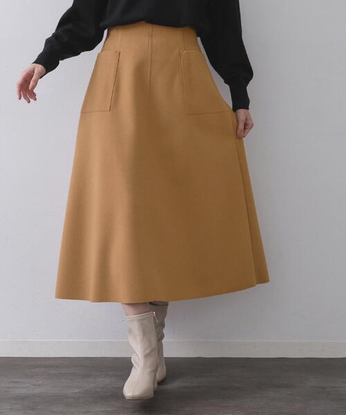 OPAQUE.CLIP（オペークドットクリップ）の「ウールライクフレアスカート【洗濯機OK】（スカート・レディース・チャコールグレー/グレー/キャメル・40/38/42）」の8枚目の写真