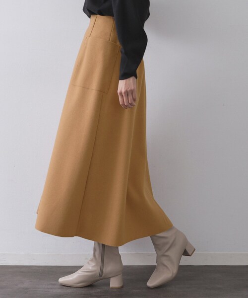 OPAQUE.CLIP（オペークドットクリップ）の「ウールライクフレアスカート【洗濯機OK】（スカート・レディース・チャコールグレー/グレー/キャメル・40/38/42）」の9枚目の写真