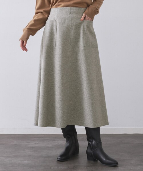 OPAQUE.CLIP（オペークドットクリップ）の「ウールライクフレアスカート【洗濯機OK】（スカート・レディース・チャコールグレー/グレー/キャメル・40/38/42）」の13枚目の写真