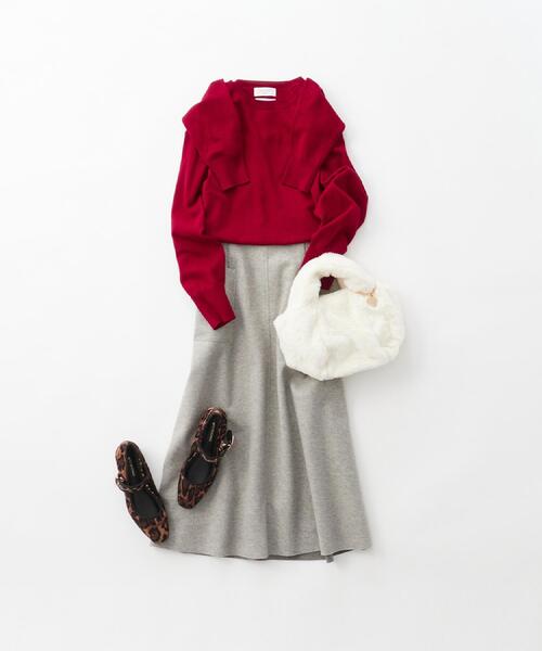 OPAQUE.CLIP（オペークドットクリップ）の「ウールライクフレアスカート【洗濯機OK】（スカート・レディース・チャコールグレー/グレー/キャメル・40/38/42）」の20枚目の写真