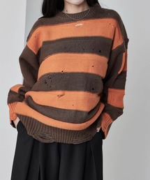 Theater code | Damage Border Design Knit/ダメージボーダーデザインニット(ニット/セーター)