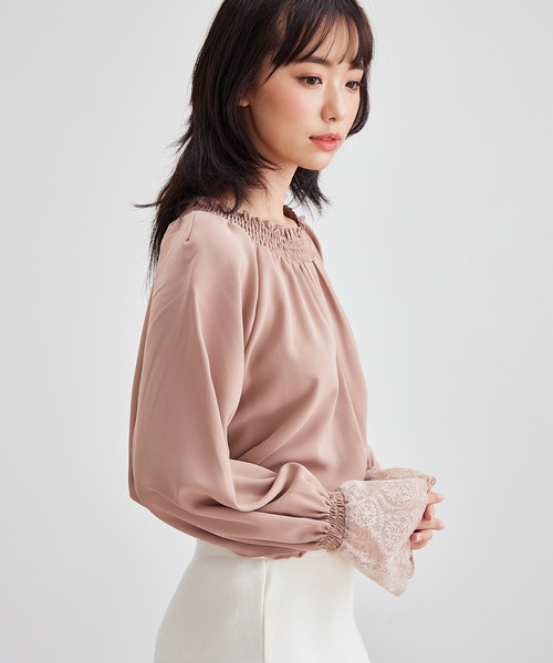 Lace Ladies(レースレディース)の「配レース シャーリング ギャザー 長袖 ブラウス(シャツ/ブラウス・レディース・グレー/パープル/ホワイト/ブラック・S/FREE)」の20枚目の写真