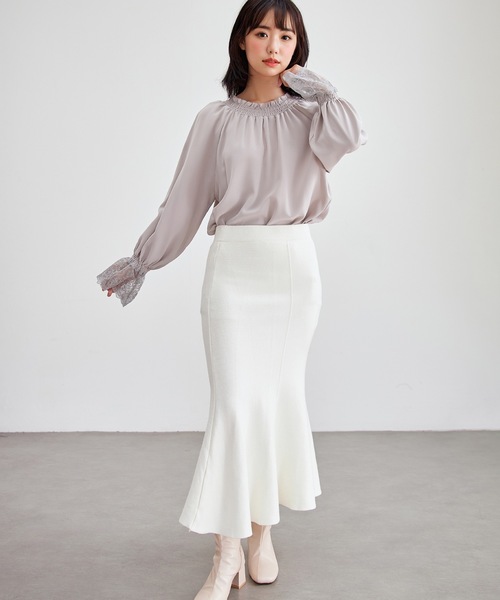 Lace Ladies(レースレディース)の「配レース シャーリング ギャザー 長袖 ブラウス(シャツ/ブラウス・レディース・グレー/パープル/ホワイト/ブラック・S/FREE)」の16枚目の写真