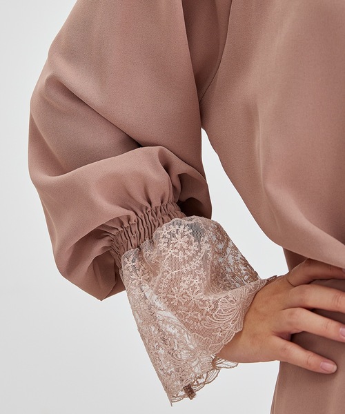Lace Ladies(レースレディース)の「配レース シャーリング ギャザー 長袖 ブラウス(シャツ/ブラウス・レディース・グレー/パープル/ホワイト/ブラック・S/FREE)」の7枚目の写真