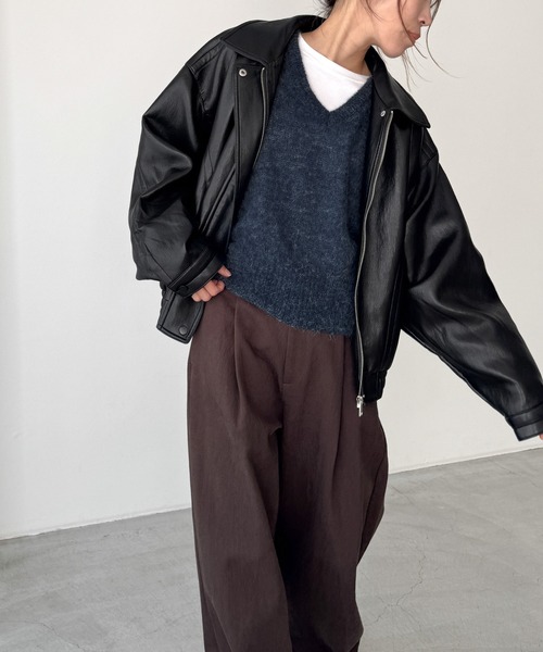 CANAL JEAN（キャナルジーン）の「El mar　アルパカ混Vニットベスト（ベスト・レディース・ネイビー/グレー・ONE SIZE）」の8枚目の写真