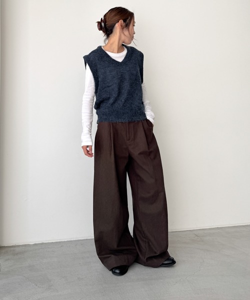 CANAL JEAN（キャナルジーン）の「El mar　アルパカ混Vニットベスト（ベスト・レディース・ネイビー/グレー・ONE SIZE）」の9枚目の写真