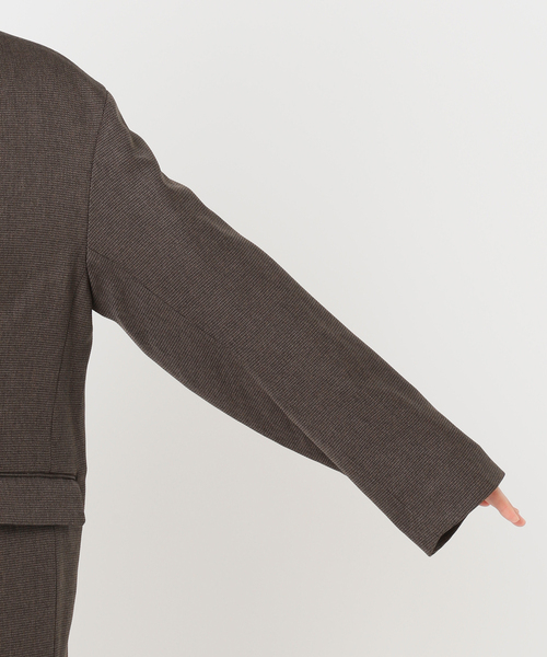 メランジノーカラーダブルジャケット（ノーカラージャケット