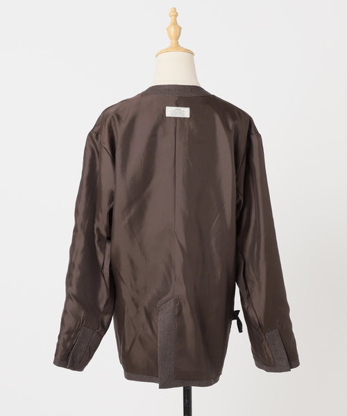 メランジノーカラーダブルジャケット（ノーカラージャケット