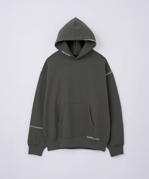 SLICK（スリック）の「【SLICK/スリック】Compact Fleece Embroidery Sweat Pull Parka/コンパクトフリースエンブロイダリープルパーカー / ヘビィーウェイト（パーカー・メンズ・ブラック/ライトグレー/スミクロ・1/2/3）」の3枚目の写真