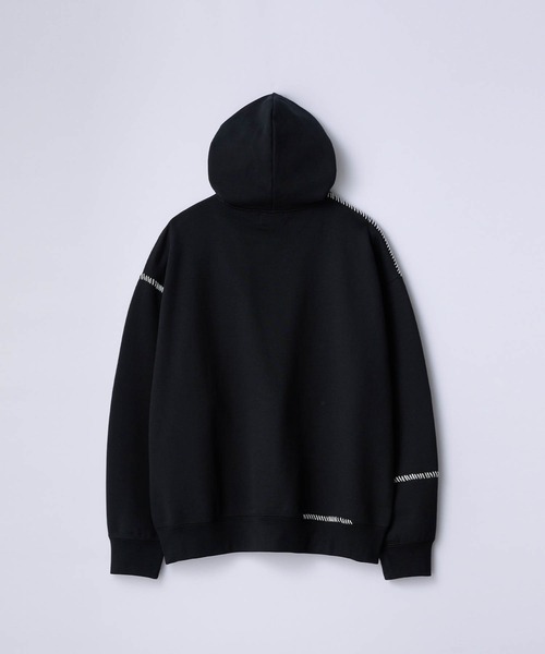 SLICK（スリック）の「【SLICK/スリック】Compact Fleece Embroidery Sweat Pull Parka/コンパクトフリースエンブロイダリープルパーカー / ヘビィーウェイト（パーカー・メンズ・ブラック/ライトグレー/スミクロ・1/2/3）」の4枚目の写真