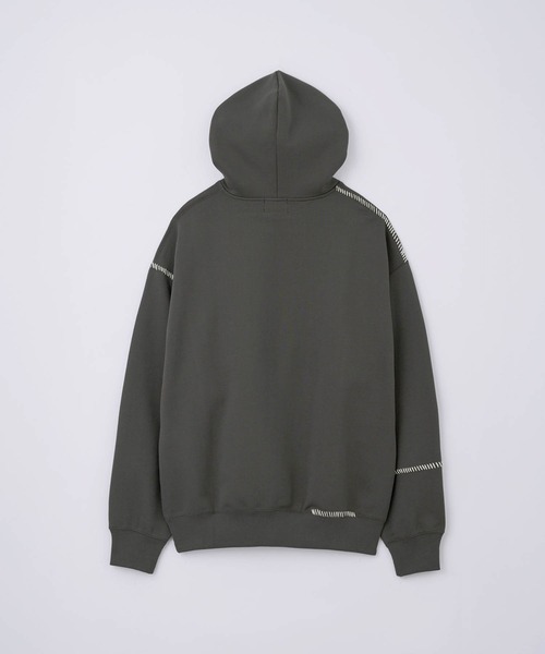 SLICK（スリック）の「【SLICK/スリック】Compact Fleece Embroidery Sweat Pull Parka/コンパクトフリースエンブロイダリープルパーカー / ヘビィーウェイト（パーカー・メンズ・ブラック/ライトグレー/スミクロ・1/2/3）」の17枚目の写真