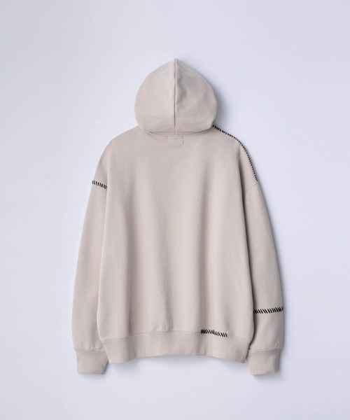 SLICK（スリック）の「【SLICK/スリック】Compact Fleece Embroidery Sweat Pull Parka/コンパクトフリースエンブロイダリープルパーカー / ヘビィーウェイト（パーカー・メンズ・ブラック/ライトグレー/スミクロ・1/2/3）」の7枚目の写真