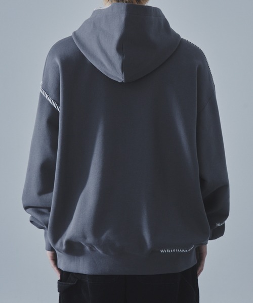 SLICK（スリック）の「【SLICK/スリック】Compact Fleece Embroidery Sweat Pull Parka/コンパクトフリースエンブロイダリープルパーカー / ヘビィーウェイト（パーカー・メンズ・ブラック/ライトグレー/スミクロ・1/2/3）」の21枚目の写真