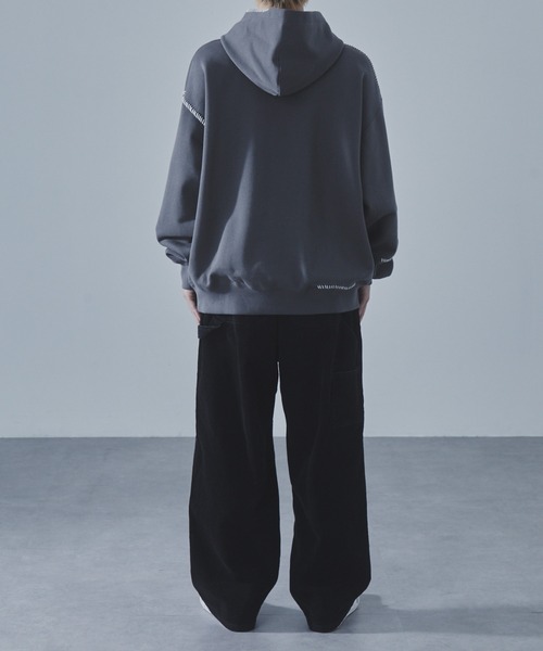 SLICK（スリック）の「【SLICK/スリック】Compact Fleece Embroidery Sweat Pull Parka/コンパクトフリースエンブロイダリープルパーカー / ヘビィーウェイト（パーカー・メンズ・ブラック/ライトグレー/スミクロ・1/2/3）」の14枚目の写真