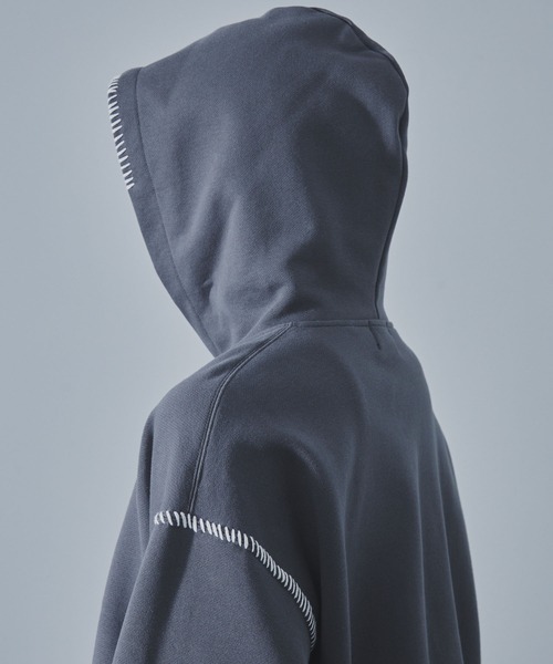 SLICK（スリック）の「【SLICK/スリック】Compact Fleece Embroidery Sweat Pull Parka/コンパクトフリースエンブロイダリープルパーカー / ヘビィーウェイト（パーカー・メンズ・ブラック/ライトグレー/スミクロ・1/2/3）」の8枚目の写真